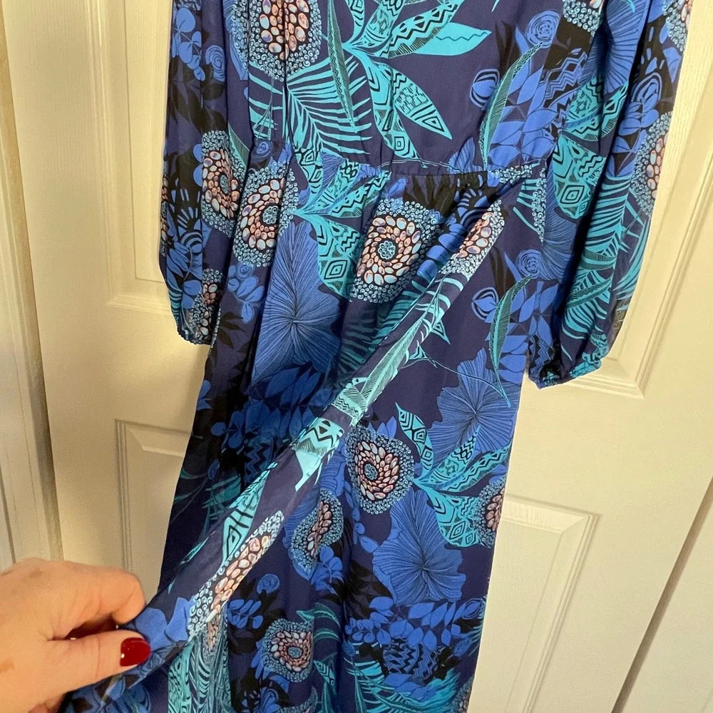 INC International Concepts Blue Floral Maxi Dress - Picture 4 of 14